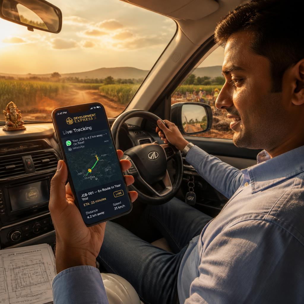 Live JCB tracking on Development Express app